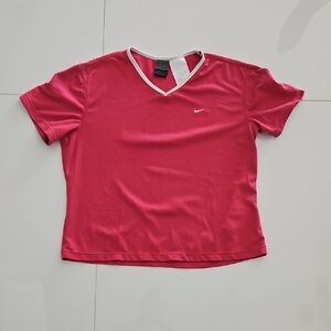 Nike Red V-Neck Tee with White Accents